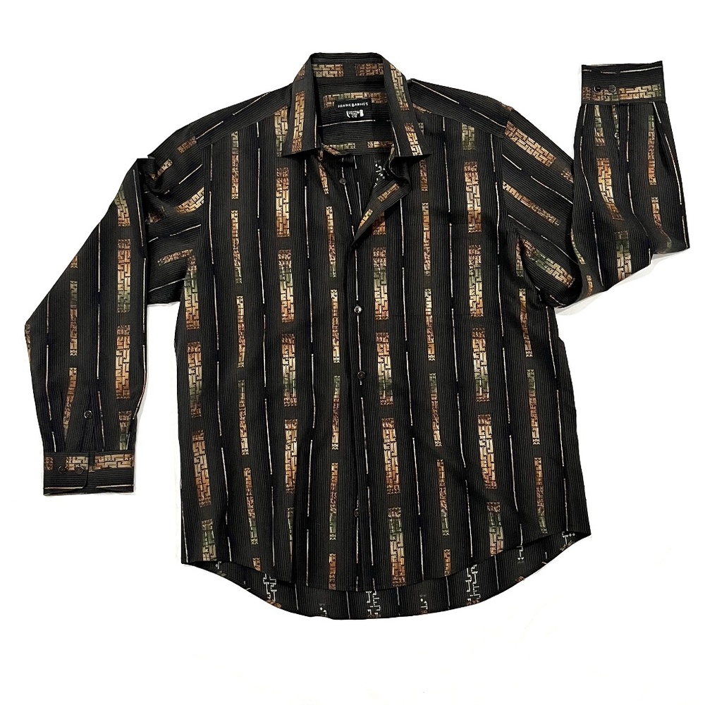 Jhane Barnes Vintage Geometric Aztec Design Men's Shirt, Size Large